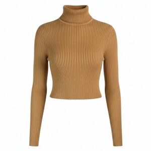 LOVE TREE NWT Ryan Ribbed Knit Turtleneck Sweater Camel Long Sleeves Soft Size L